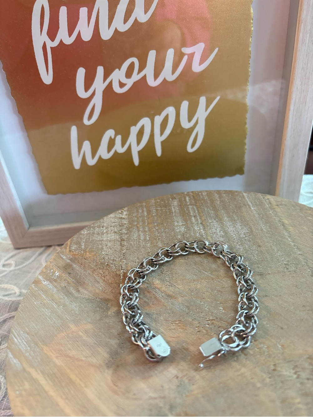 Sterling Silver Charm Bracelet 7.25” STG Double Link